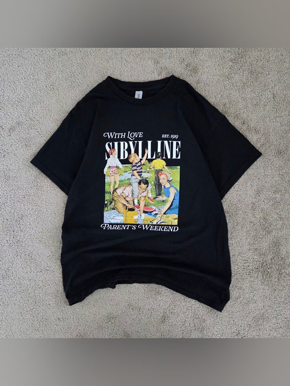 Vintage 90s With Love Sibylline Black Graphic Tee Men's L